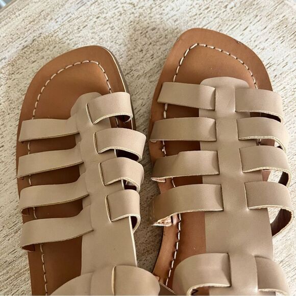 Lucky Brand Flat Gladiator Strappy Ankle Strap Sandals Sz 6 Light Tan NWOB - Picture 4 of 8